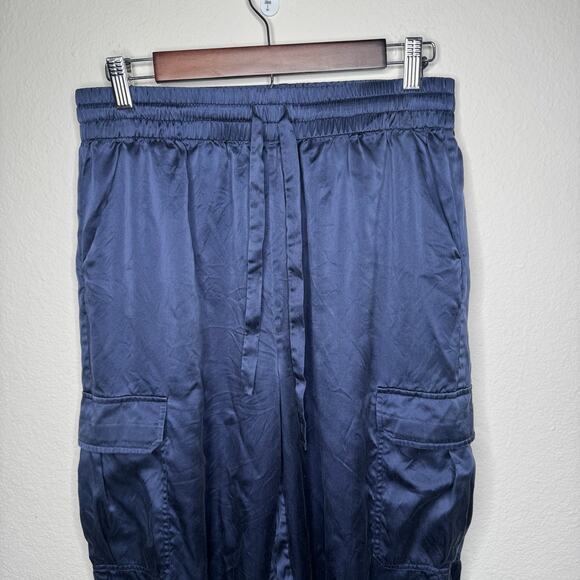 LILYSILK 100% Mulberry Silk Cargo Jogger Pants Navy Blue Women’s Size 10 - Picture 11 of 11